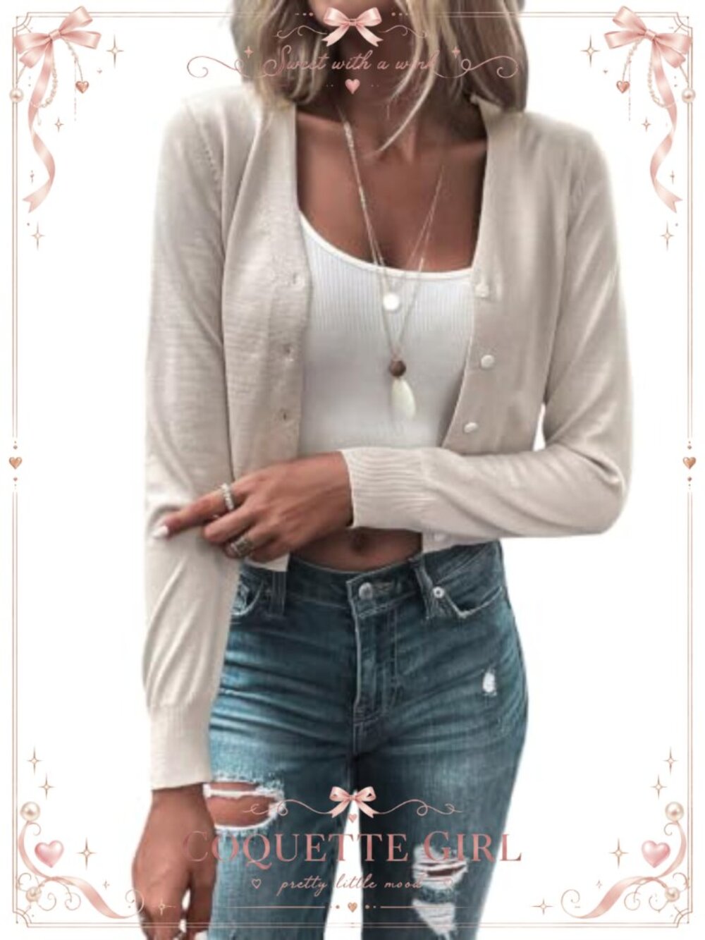 Cropped Cardigan Bolero Shrug Button Down Knit Sweater